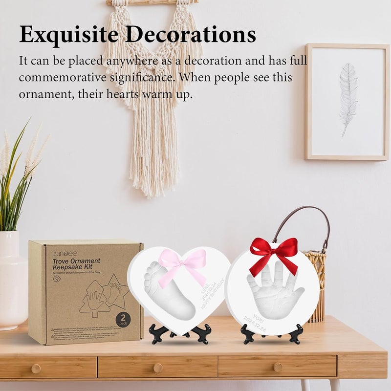 kimitimi Baby Handprint Footprint Keepsake Ornament Kit, Personalized Baby Foot Printing Kit for Newborn Clay Impression Handmade DIY Imagination to Create - Image 4